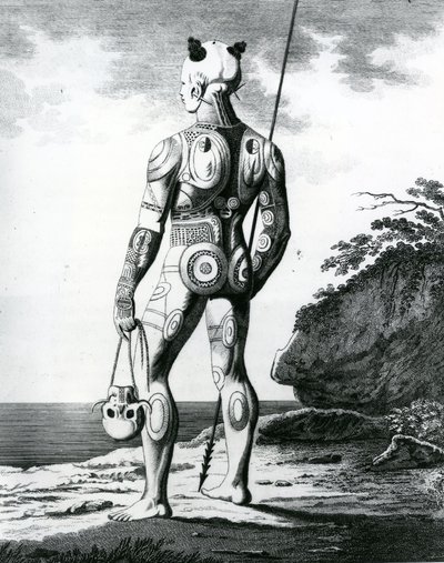 A Young Noukahiwan Man Not Completely Tattooed, 1813 by Wilhelm Gottlieb Tilesius von Tilenau
